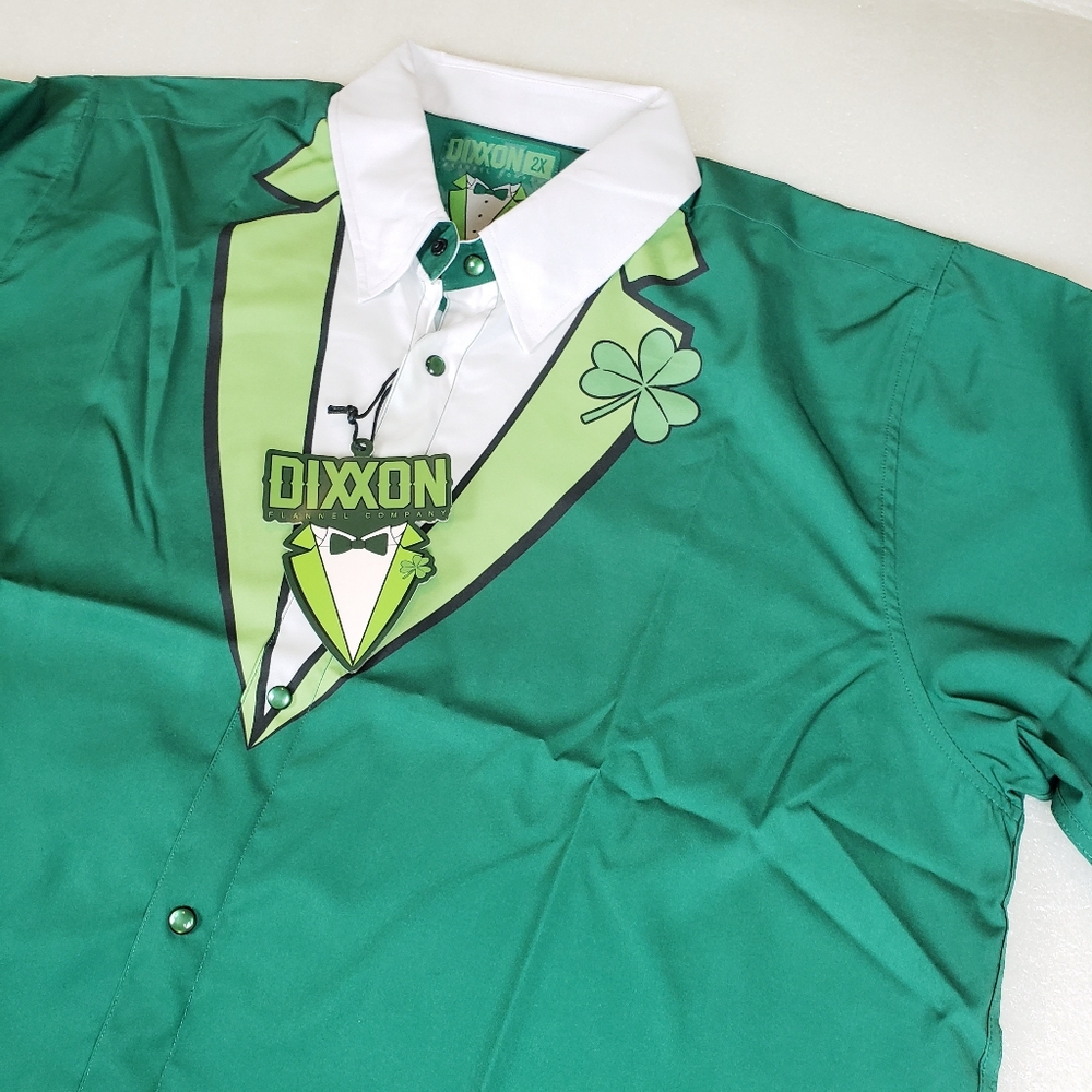 NWT Dixxon Mens 2X 2XL The Irish Tux Short Sleeve Party Shirt Tuxedo